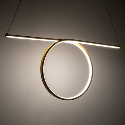 ROME 61297 Μοντέρνο Κρεμαστό Φωτιστικό Οροφής LED 24W 2640lm 200° AC 220-240V IP20 Ρυθμιζόμενο Λευκό CCT με On/Off 2700K/4500K/6000K - Lumileds SMD Chip - Χρυσό Βούρτσας - Μ65.5 x Π4 x Υ33