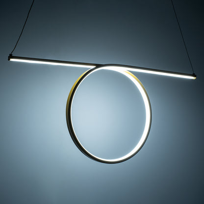 ROME 61297 Μοντέρνο Κρεμαστό Φωτιστικό Οροφής LED 24W 2640lm 200° AC 220-240V IP20 Ρυθμιζόμενο Λευκό CCT με On/Off 2700K/4500K/6000K - Lumileds SMD Chip - Χρυσό Βούρτσας - Μ65.5 x Π4 x Υ33