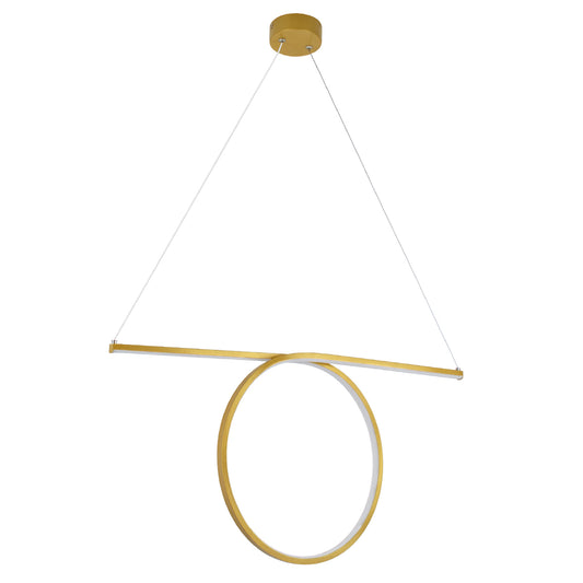 ROME 61297 Μοντέρνο Κρεμαστό Φωτιστικό Οροφής LED 24W 2640lm 200° AC 220-240V IP20 Ρυθμιζόμενο Λευκό CCT με On/Off 2700K/4500K/6000K - Lumileds SMD Chip - Χρυσό Βούρτσας - Μ65.5 x Π4 x Υ33