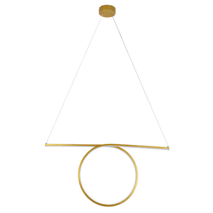 ROME 61297 Μοντέρνο Κρεμαστό Φωτιστικό Οροφής LED 24W 2640lm 200° AC 220-240V IP20 Ρυθμιζόμενο Λευκό CCT με On/Off 2700K/4500K/6000K - Lumileds SMD Chip - Χρυσό Βούρτσας - Μ65.5 x Π4 x Υ33