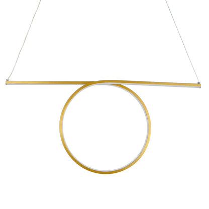 ROME 61297 Μοντέρνο Κρεμαστό Φωτιστικό Οροφής LED 24W 2640lm 200° AC 220-240V IP20 Ρυθμιζόμενο Λευκό CCT με On/Off 2700K/4500K/6000K - Lumileds SMD Chip - Χρυσό Βούρτσας - Μ65.5 x Π4 x Υ33