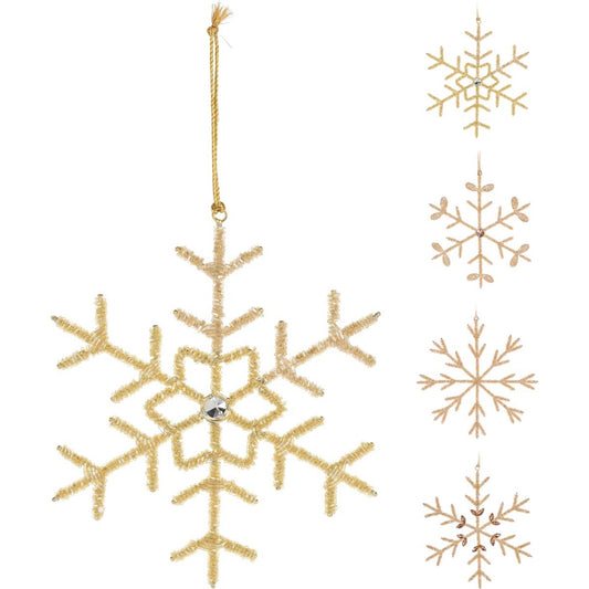 Στολίδι Χιονονιφάδα Χρυσό 21εκ 4 Σχδ