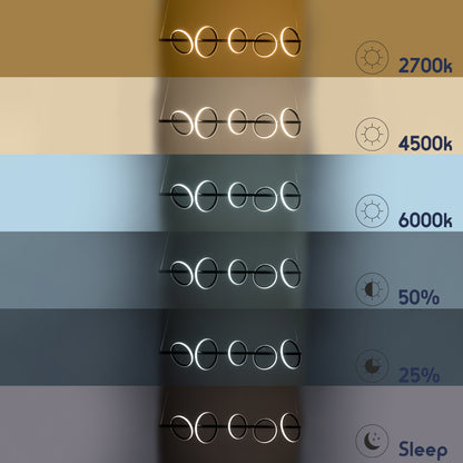 CIRCOLARE 61319 Κρεμαστό Φωτιστικό Οροφής Design LED CCT 75W 8400lm 360° AC 220-240V - Εναλλαγή Φωτισμού μέσω Τηλεχειριστηρίου All In One Ψυχρό 6000k+Φυσικό 4500k+Θερμό 2700k Dimmable Μ120 x Π25 x Υ25cm - Μαύρο