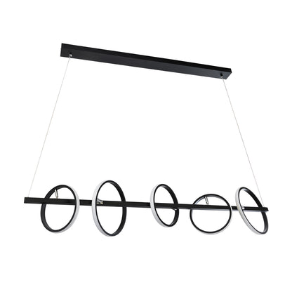 CIRCOLARE 61319 Κρεμαστό Φωτιστικό Οροφής Design LED CCT 75W 8400lm 360° AC 220-240V - Εναλλαγή Φωτισμού μέσω Τηλεχειριστηρίου All In One Ψυχρό 6000k+Φυσικό 4500k+Θερμό 2700k Dimmable Μ120 x Π25 x Υ25cm - Μαύρο