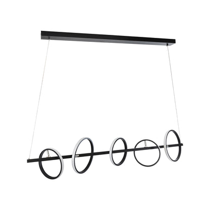 CIRCOLARE 61319 Κρεμαστό Φωτιστικό Οροφής Design LED CCT 75W 8400lm 360° AC 220-240V - Εναλλαγή Φωτισμού μέσω Τηλεχειριστηρίου All In One Ψυχρό 6000k+Φυσικό 4500k+Θερμό 2700k Dimmable Μ120 x Π25 x Υ25cm - Μαύρο