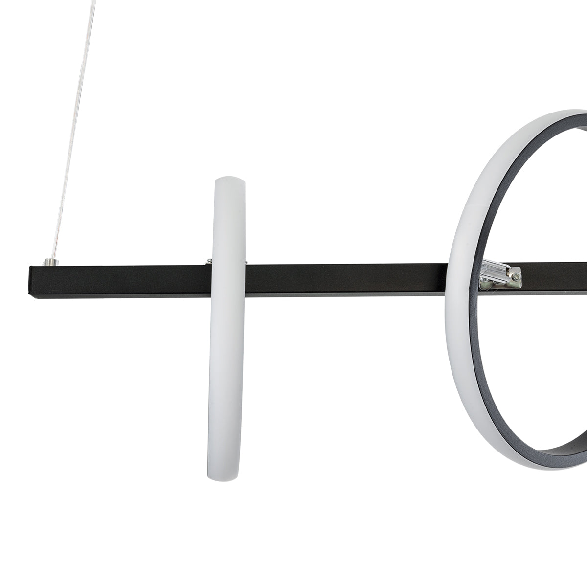 CIRCOLARE 61319 Κρεμαστό Φωτιστικό Οροφής Design LED CCT 75W 8400lm 360° AC 220-240V - Εναλλαγή Φωτισμού μέσω Τηλεχειριστηρίου All In One Ψυχρό 6000k+Φυσικό 4500k+Θερμό 2700k Dimmable Μ120 x Π25 x Υ25cm - Μαύρο