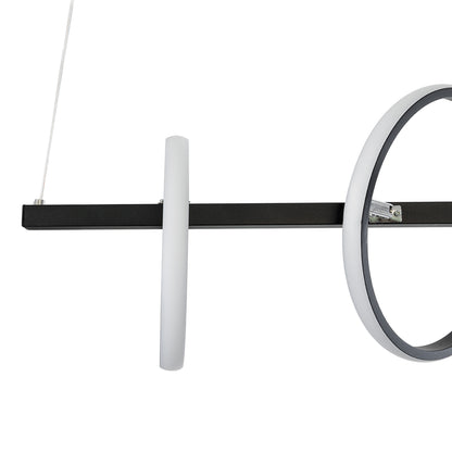 CIRCOLARE 61319 Κρεμαστό Φωτιστικό Οροφής Design LED CCT 75W 8400lm 360° AC 220-240V - Εναλλαγή Φωτισμού μέσω Τηλεχειριστηρίου All In One Ψυχρό 6000k+Φυσικό 4500k+Θερμό 2700k Dimmable Μ120 x Π25 x Υ25cm - Μαύρο