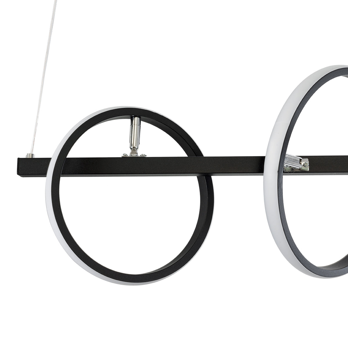 CIRCOLARE 61319 Κρεμαστό Φωτιστικό Οροφής Design LED CCT 75W 8400lm 360° AC 220-240V - Εναλλαγή Φωτισμού μέσω Τηλεχειριστηρίου All In One Ψυχρό 6000k+Φυσικό 4500k+Θερμό 2700k Dimmable Μ120 x Π25 x Υ25cm - Μαύρο