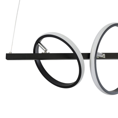 CIRCOLARE 61319 Κρεμαστό Φωτιστικό Οροφής Design LED CCT 75W 8400lm 360° AC 220-240V - Εναλλαγή Φωτισμού μέσω Τηλεχειριστηρίου All In One Ψυχρό 6000k+Φυσικό 4500k+Θερμό 2700k Dimmable Μ120 x Π25 x Υ25cm - Μαύρο