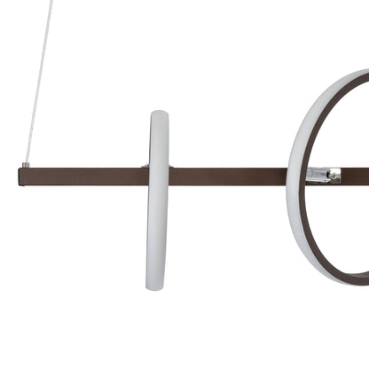 CIRCOLARE 61321 Κρεμαστό Φωτιστικό Οροφής Design LED CCT 75W 8400lm 360° AC 220-240V - Εναλλαγή Φωτισμού μέσω Τηλεχειριστηρίου All In One Ψυχρό 6000k+Φυσικό 4500k+Θερμό 2700k Dimmable Μ120 x Π25 x Υ25cm - Καφέ