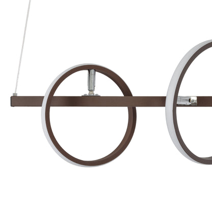 CIRCOLARE 61321 Κρεμαστό Φωτιστικό Οροφής Design LED CCT 75W 8400lm 360° AC 220-240V - Εναλλαγή Φωτισμού μέσω Τηλεχειριστηρίου All In One Ψυχρό 6000k+Φυσικό 4500k+Θερμό 2700k Dimmable Μ120 x Π25 x Υ25cm - Καφέ