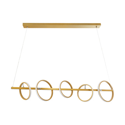 CIRCOLARE 61322 Κρεμαστό Φωτιστικό Οροφής Design LED CCT 75W 8400lm 360° AC 220-240V - Εναλλαγή Φωτισμού μέσω Τηλεχειριστηρίου All In One Ψυχρό 6000k+Φυσικό 4500k+Θερμό 2700k Dimmable Μ120 x Π25 x Υ25cm - Χρυσό