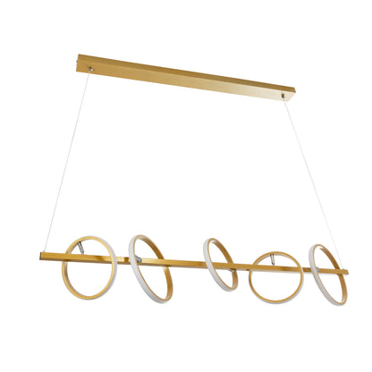 CIRCOLARE 61322 Κρεμαστό Φωτιστικό Οροφής Design LED CCT 75W 8400lm 360° AC 220-240V - Εναλλαγή Φωτισμού μέσω Τηλεχειριστηρίου All In One Ψυχρό 6000k+Φυσικό 4500k+Θερμό 2700k Dimmable Μ120 x Π25 x Υ25cm - Χρυσό