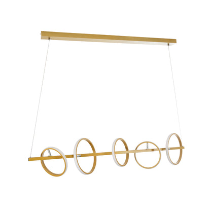 CIRCOLARE 61322 Κρεμαστό Φωτιστικό Οροφής Design LED CCT 75W 8400lm 360° AC 220-240V - Εναλλαγή Φωτισμού μέσω Τηλεχειριστηρίου All In One Ψυχρό 6000k+Φυσικό 4500k+Θερμό 2700k Dimmable Μ120 x Π25 x Υ25cm - Χρυσό