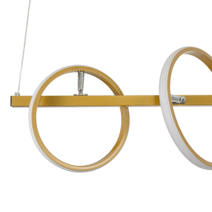 CIRCOLARE 61322 Κρεμαστό Φωτιστικό Οροφής Design LED CCT 75W 8400lm 360° AC 220-240V - Εναλλαγή Φωτισμού μέσω Τηλεχειριστηρίου All In One Ψυχρό 6000k+Φυσικό 4500k+Θερμό 2700k Dimmable Μ120 x Π25 x Υ25cm - Χρυσό