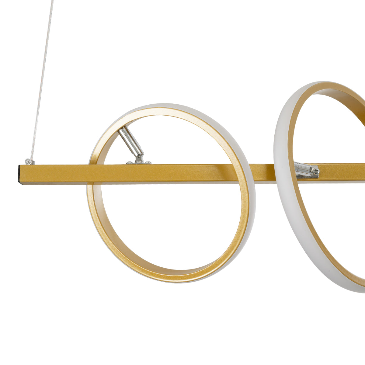 CIRCOLARE 61322 Κρεμαστό Φωτιστικό Οροφής Design LED CCT 75W 8400lm 360° AC 220-240V - Εναλλαγή Φωτισμού μέσω Τηλεχειριστηρίου All In One Ψυχρό 6000k+Φυσικό 4500k+Θερμό 2700k Dimmable Μ120 x Π25 x Υ25cm - Χρυσό