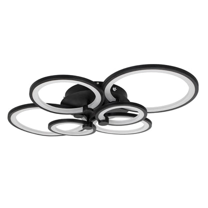 ROYAL-R 61323 Φωτιστικό Οροφής Design LED CCT 135W 16200lm 360° AC 220-240V - Εναλλαγή Φωτισμού μέσω Τηλεχειριστηρίου All In One Ψυχρό 6000k+Φυσικό 4500k+Θερμό 2700k Dimmable Μ80.5 x Π59 x Υ12cm - Μαύρο