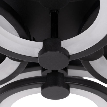 ROYAL-R 61323 Φωτιστικό Οροφής Design LED CCT 135W 16200lm 360° AC 220-240V - Εναλλαγή Φωτισμού μέσω Τηλεχειριστηρίου All In One Ψυχρό 6000k+Φυσικό 4500k+Θερμό 2700k Dimmable Μ80.5 x Π59 x Υ12cm - Μαύρο