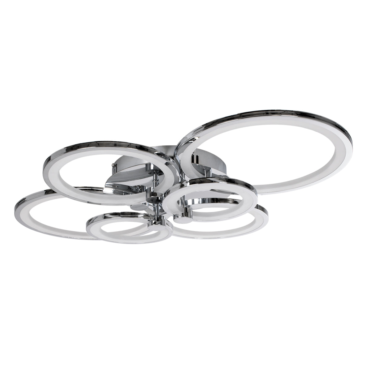 ROYAL-R 61324 Φωτιστικό Οροφής Design LED CCT 135W 16200lm 360° AC 220-240V - Εναλλαγή Φωτισμού μέσω Τηλεχειριστηρίου All In One Ψυχρό 6000k+Φυσικό 4500k+Θερμό 2700k Dimmable Μ80.5 x Π59 x Υ12cm - Νίκελ Χρώμιο