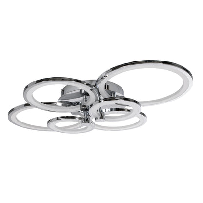 ROYAL-R 61324 Φωτιστικό Οροφής Design LED CCT 135W 16200lm 360° AC 220-240V - Εναλλαγή Φωτισμού μέσω Τηλεχειριστηρίου All In One Ψυχρό 6000k+Φυσικό 4500k+Θερμό 2700k Dimmable Μ80.5 x Π59 x Υ12cm - Νίκελ Χρώμιο