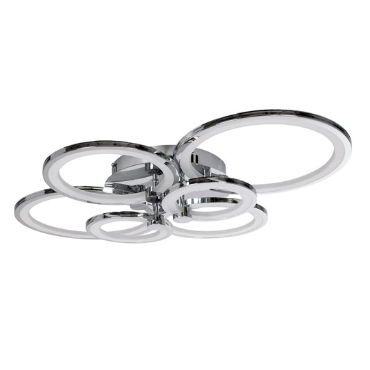 ROYAL-R 61324 Φωτιστικό Οροφής Design LED CCT 135W 16200lm 360° AC 220-240V - Εναλλαγή Φωτισμού μέσω Τηλεχειριστηρίου All In One Ψυχρό 6000k+Φυσικό 4500k+Θερμό 2700k Dimmable Μ80.5 x Π59 x Υ12cm - Νίκελ Χρώμιο