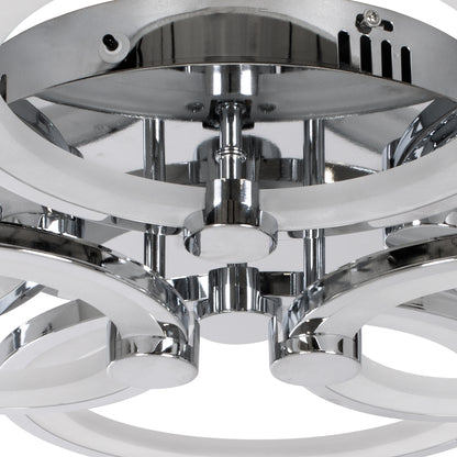 ROYAL-R 61324 Φωτιστικό Οροφής Design LED CCT 135W 16200lm 360° AC 220-240V - Εναλλαγή Φωτισμού μέσω Τηλεχειριστηρίου All In One Ψυχρό 6000k+Φυσικό 4500k+Θερμό 2700k Dimmable Μ80.5 x Π59 x Υ12cm - Νίκελ Χρώμιο