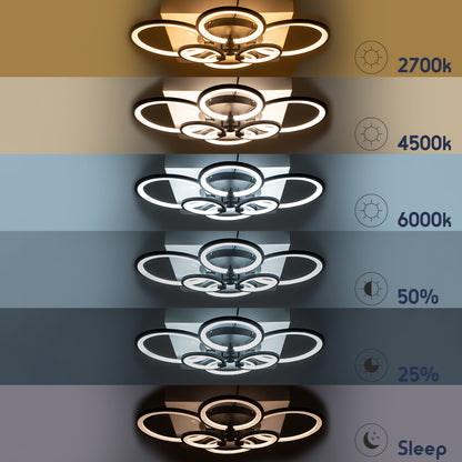 ROYAL-R 61323 Φωτιστικό Οροφής Design LED CCT 135W 16200lm 360° AC 220-240V - Εναλλαγή Φωτισμού μέσω Τηλεχειριστηρίου All In One Ψυχρό 6000k+Φυσικό 4500k+Θερμό 2700k Dimmable Μ80.5 x Π59 x Υ12cm - Μαύρο