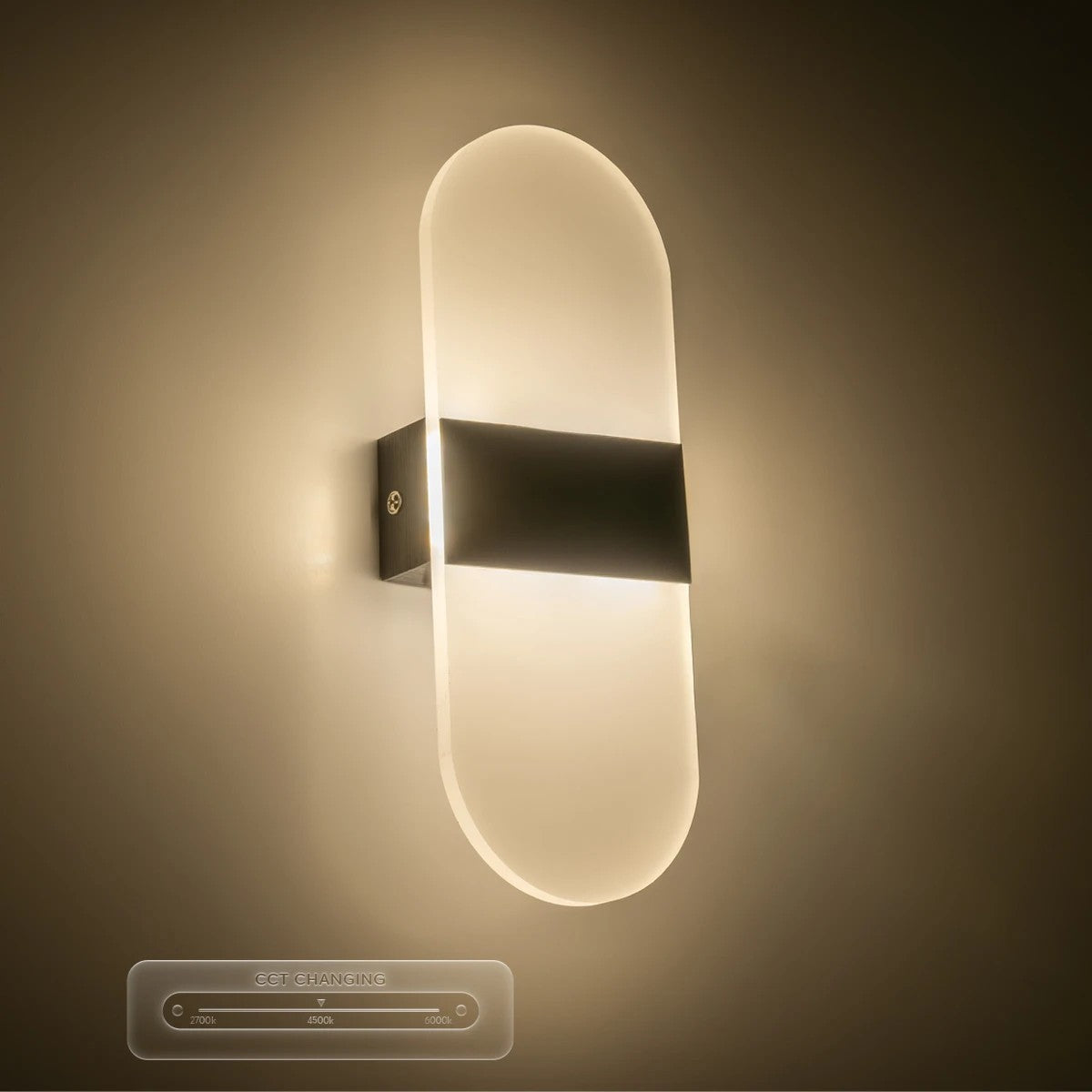 RARE 61337 Μοντέρνο Φωτιστικό Τοίχου - Απλίκα LED 5W 600lm 180° AC 220-240V IP20 Ρυθμιζόμενο Λευκό CCT με On/Off 2700K/4500K/6000K - Lumileds SMD Chip - Μαύρο Ματ - Μ10 x Π4 x Υ27