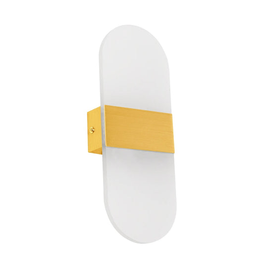 RARE 61338 Μοντέρνο Φωτιστικό Τοίχου - Απλίκα LED 5W 600lm 180° AC 220-240V IP20 Ρυθμιζόμενο Λευκό CCT με On/Off 2700K/4500K/6000K - Lumileds SMD Chip - Χρυσό Βούρτσας - Μ10 x Π4 x Υ27