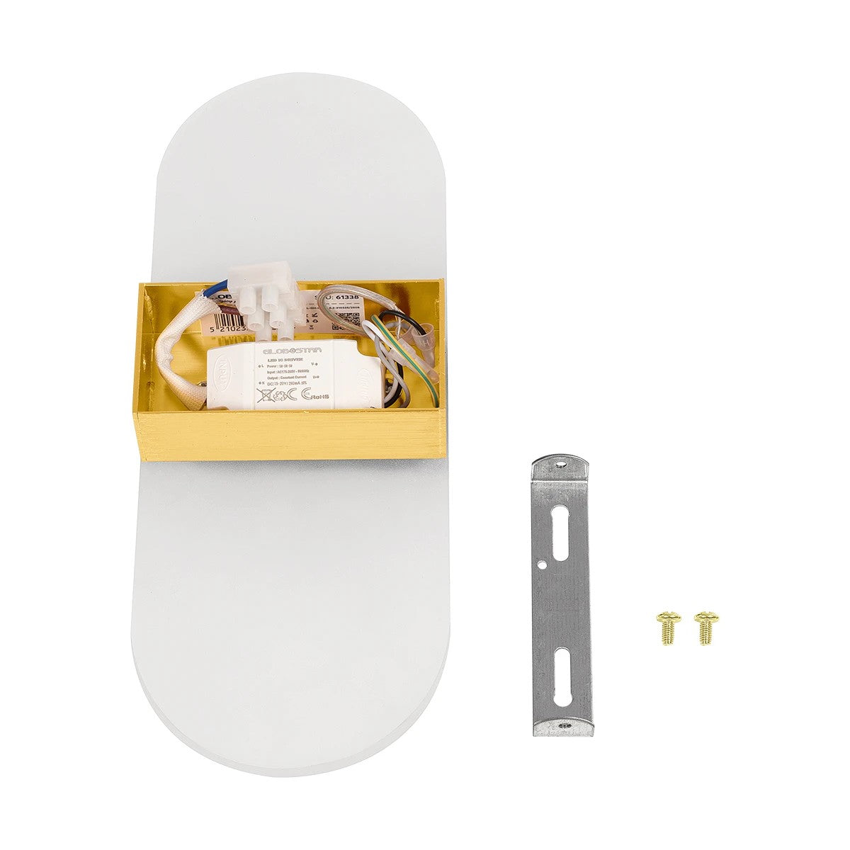 RARE 61338 Μοντέρνο Φωτιστικό Τοίχου - Απλίκα LED 5W 600lm 180° AC 220-240V IP20 Ρυθμιζόμενο Λευκό CCT με On/Off 2700K/4500K/6000K - Lumileds SMD Chip - Χρυσό Βούρτσας - Μ10 x Π4 x Υ27