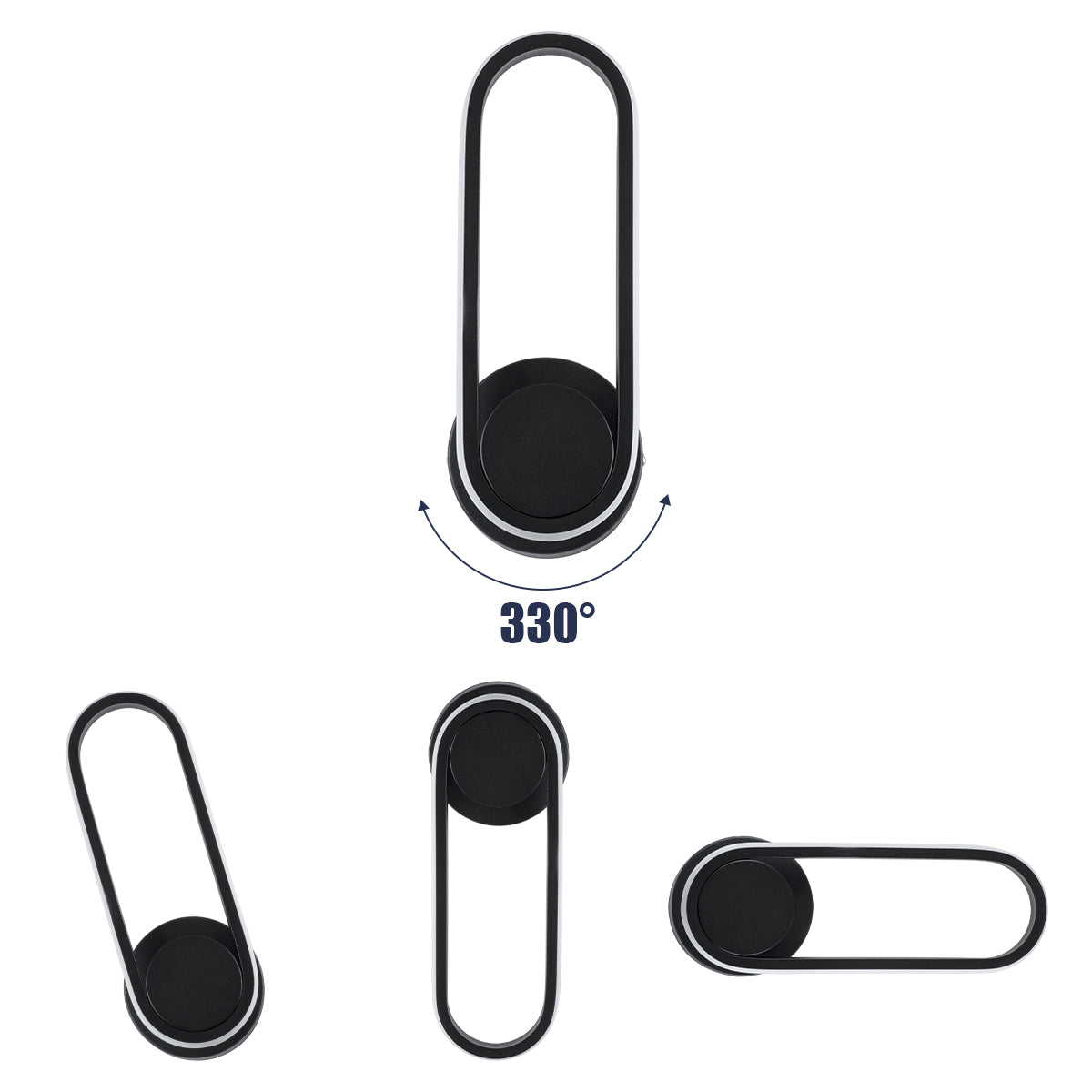 DALLAS 61345 Μοντέρνο Φωτιστικό Τοίχου - Απλίκα LED 12W 1440lm 360° AC 220-240V IP20 Ρυθμιζόμενο Λευκό CCT με On/Off 2700K/4500K/6000K - Lumileds SMD Chip - Μαύρο Ματ - Μ12 x Π6.5 x Υ32