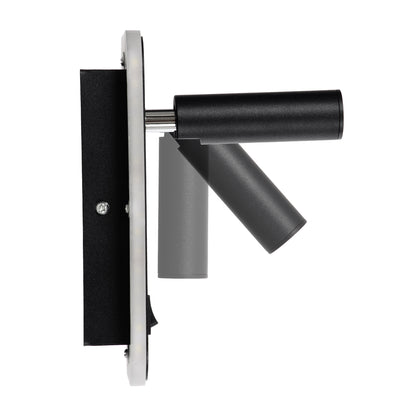 LADY-O 61363 Μοντέρνο Φωτιστικό Τοίχου - Απλίκα Ξενοδοχείου Reading Light με Φορτιστή USB 3A LED 10W 1000lm 36° & 360° AC 220-240V IP20 Φυσικό Λευκό 4500K - Bridgelux COB Chip & TÜV SÜD Driver - Μαύρο Ματ - Μ10.5 x Π10 x Υ18.5