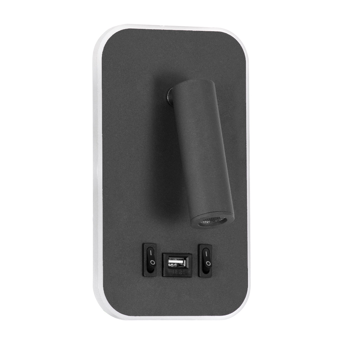 LADY-O 61365 Μοντέρνο Φωτιστικό Τοίχου - Απλίκα Ξενοδοχείου Reading Light με Φορτιστή USB 3A LED 10W 1000lm 36° & 360° AC 220-240V IP20 Φυσικό Λευκό 4500K - Bridgelux COB Chip & TÜV SÜD Driver - Γκρι Ανθρακί Ματ - Μ10.5 x Π10 x Υ18.5