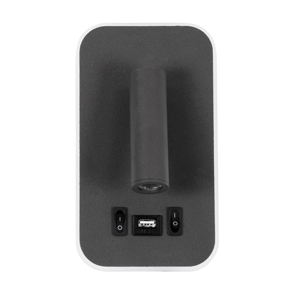 LADY-O 61365 Μοντέρνο Φωτιστικό Τοίχου - Απλίκα Ξενοδοχείου Reading Light με Φορτιστή USB 3A LED 10W 1000lm 36° & 360° AC 220-240V IP20 Φυσικό Λευκό 4500K - Bridgelux COB Chip & TÜV SÜD Driver - Γκρι Ανθρακί Ματ - Μ10.5 x Π10 x Υ18.5