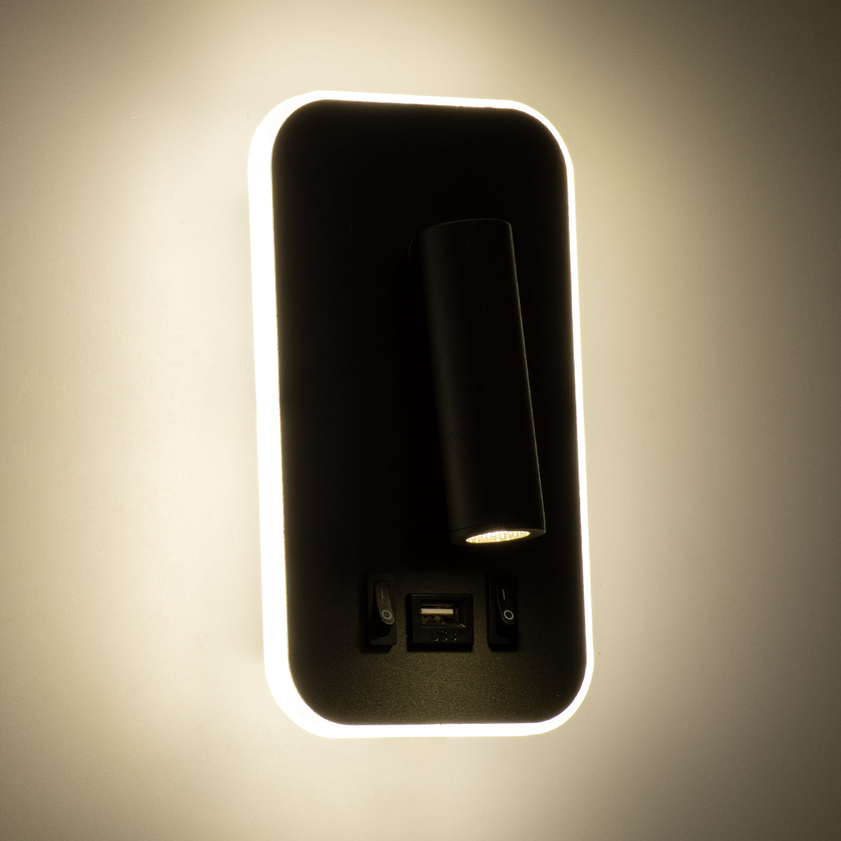 LADY-O 61365 Μοντέρνο Φωτιστικό Τοίχου - Απλίκα Ξενοδοχείου Reading Light με Φορτιστή USB 3A LED 10W 1000lm 36° & 360° AC 220-240V IP20 Φυσικό Λευκό 4500K - Bridgelux COB Chip & TÜV SÜD Driver - Γκρι Ανθρακί Ματ - Μ10.5 x Π10 x Υ18.5