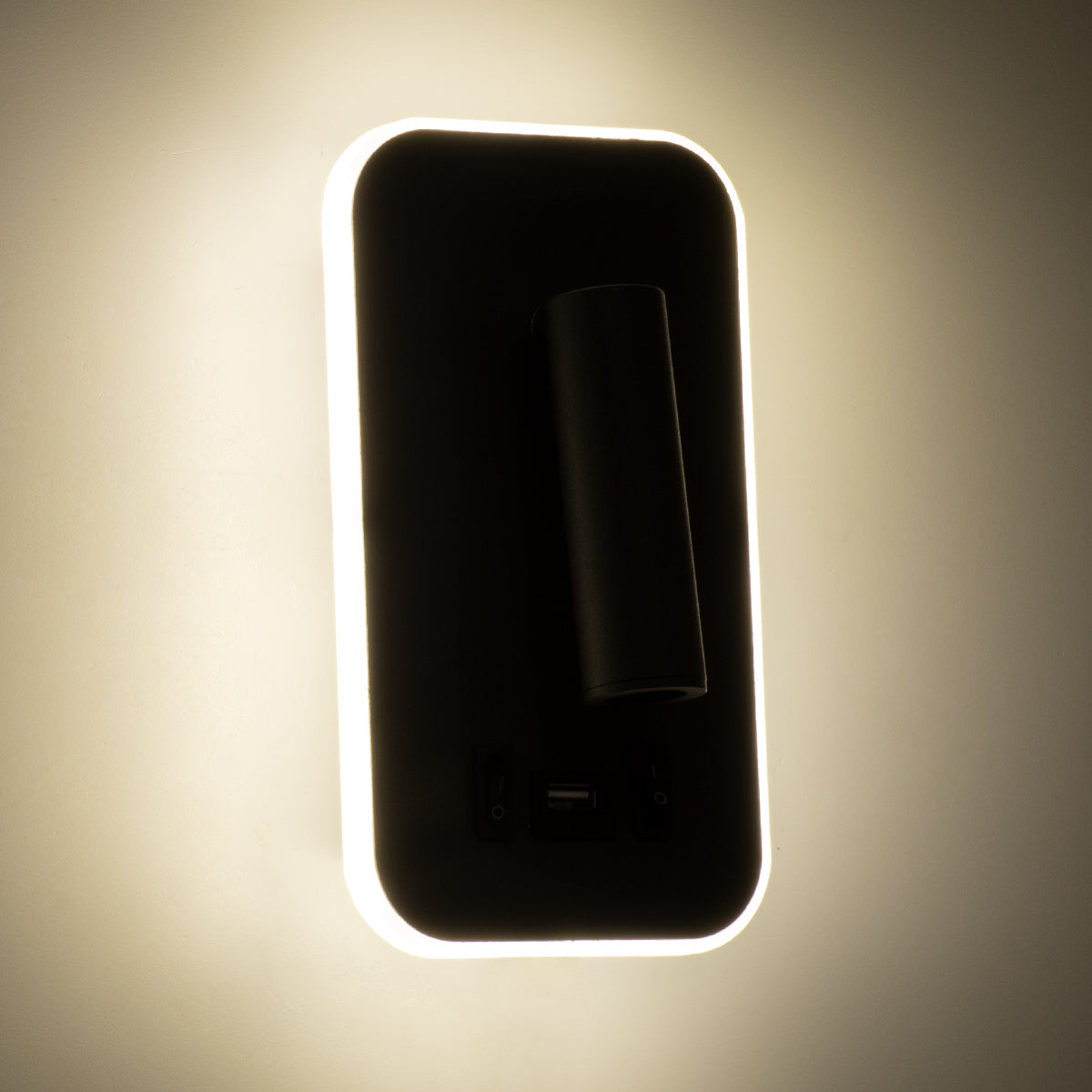 LADY-O 61365 Μοντέρνο Φωτιστικό Τοίχου - Απλίκα Ξενοδοχείου Reading Light με Φορτιστή USB 3A LED 10W 1000lm 36° & 360° AC 220-240V IP20 Φυσικό Λευκό 4500K - Bridgelux COB Chip & TÜV SÜD Driver - Γκρι Ανθρακί Ματ - Μ10.5 x Π10 x Υ18.5