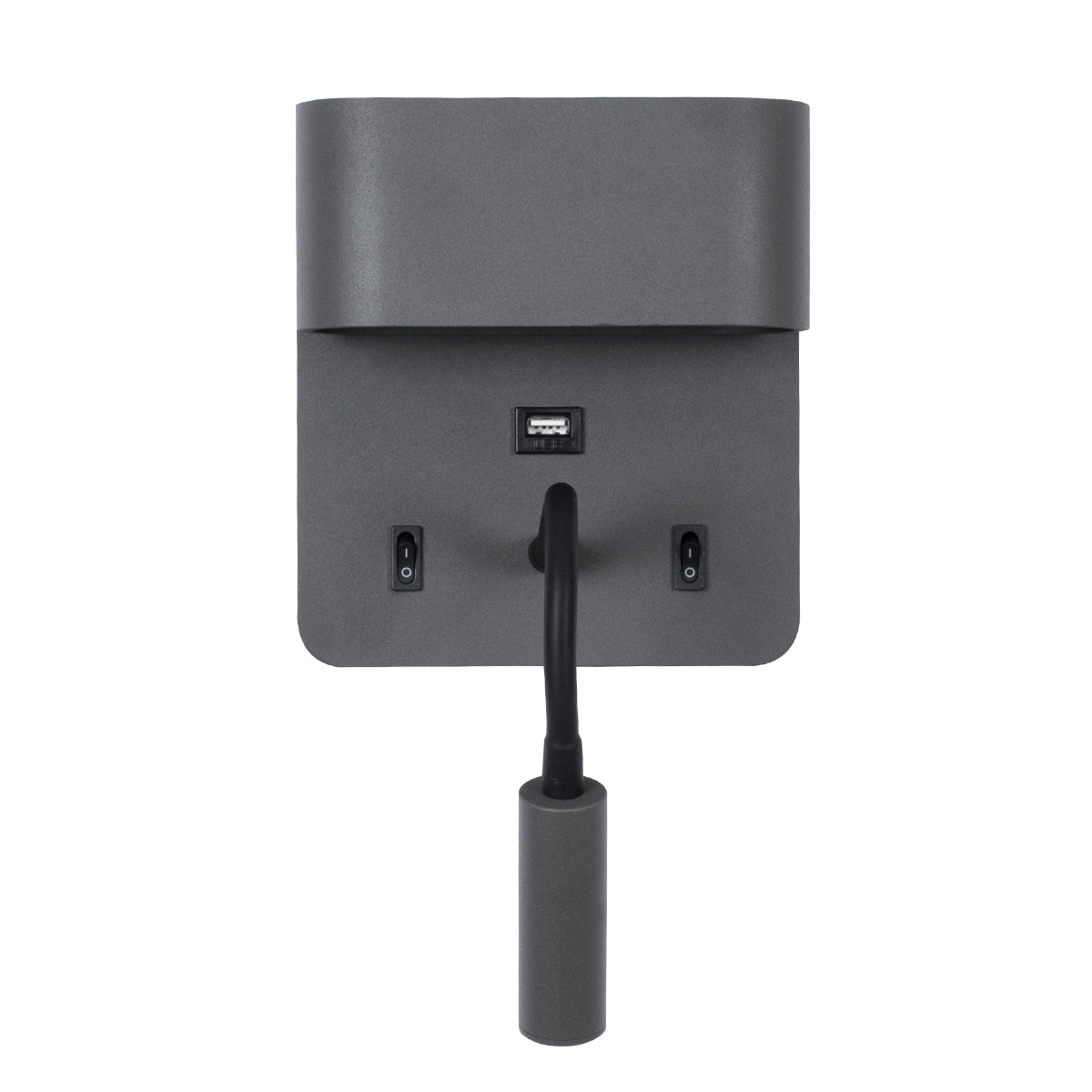 IBIS 61369 Μοντέρνο Φωτιστικό Τοίχου - Απλίκα Ξενοδοχείου Reading Light με Φορτιστή USB 3A LED 10W 1100lm 36° & 360° AC 220-240V IP20 Φυσικό Λευκό 4500K - Bridgelux COB Chip & TÜV SÜD Driver - Γκρι Ανθρακί Ματ - Μ10 x Π6.1 x Υ18