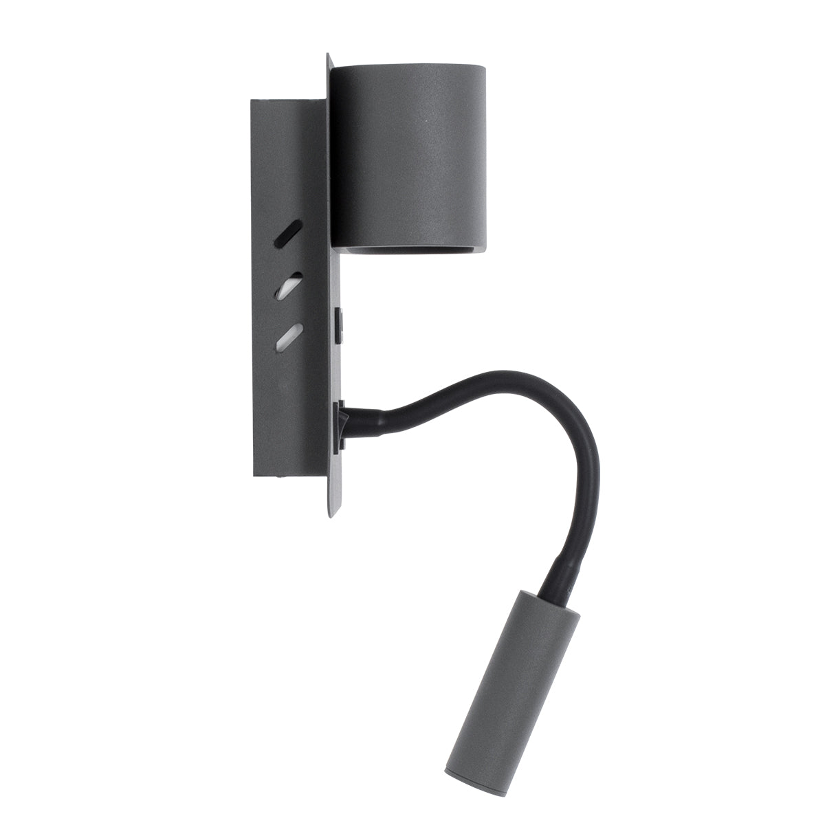 IBIS 61369 Μοντέρνο Φωτιστικό Τοίχου - Απλίκα Ξενοδοχείου Reading Light με Φορτιστή USB 3A LED 10W 1100lm 36° & 360° AC 220-240V IP20 Φυσικό Λευκό 4500K - Bridgelux COB Chip & TÜV SÜD Driver - Γκρι Ανθρακί Ματ - Μ10 x Π6.1 x Υ18