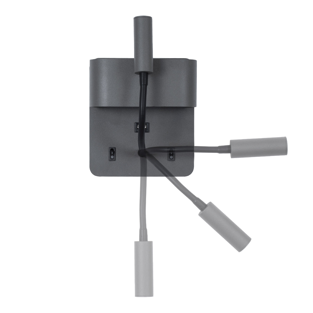 IBIS 61369 Μοντέρνο Φωτιστικό Τοίχου - Απλίκα Ξενοδοχείου Reading Light με Φορτιστή USB 3A LED 10W 1100lm 36° & 360° AC 220-240V IP20 Φυσικό Λευκό 4500K - Bridgelux COB Chip & TÜV SÜD Driver - Γκρι Ανθρακί Ματ - Μ10 x Π6.1 x Υ18