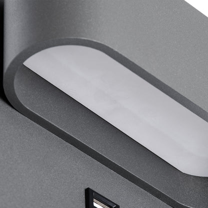 IBIS 61369 Μοντέρνο Φωτιστικό Τοίχου - Απλίκα Ξενοδοχείου Reading Light με Φορτιστή USB 3A LED 10W 1100lm 36° & 360° AC 220-240V IP20 Φυσικό Λευκό 4500K - Bridgelux COB Chip & TÜV SÜD Driver - Γκρι Ανθρακί Ματ - Μ10 x Π6.1 x Υ18