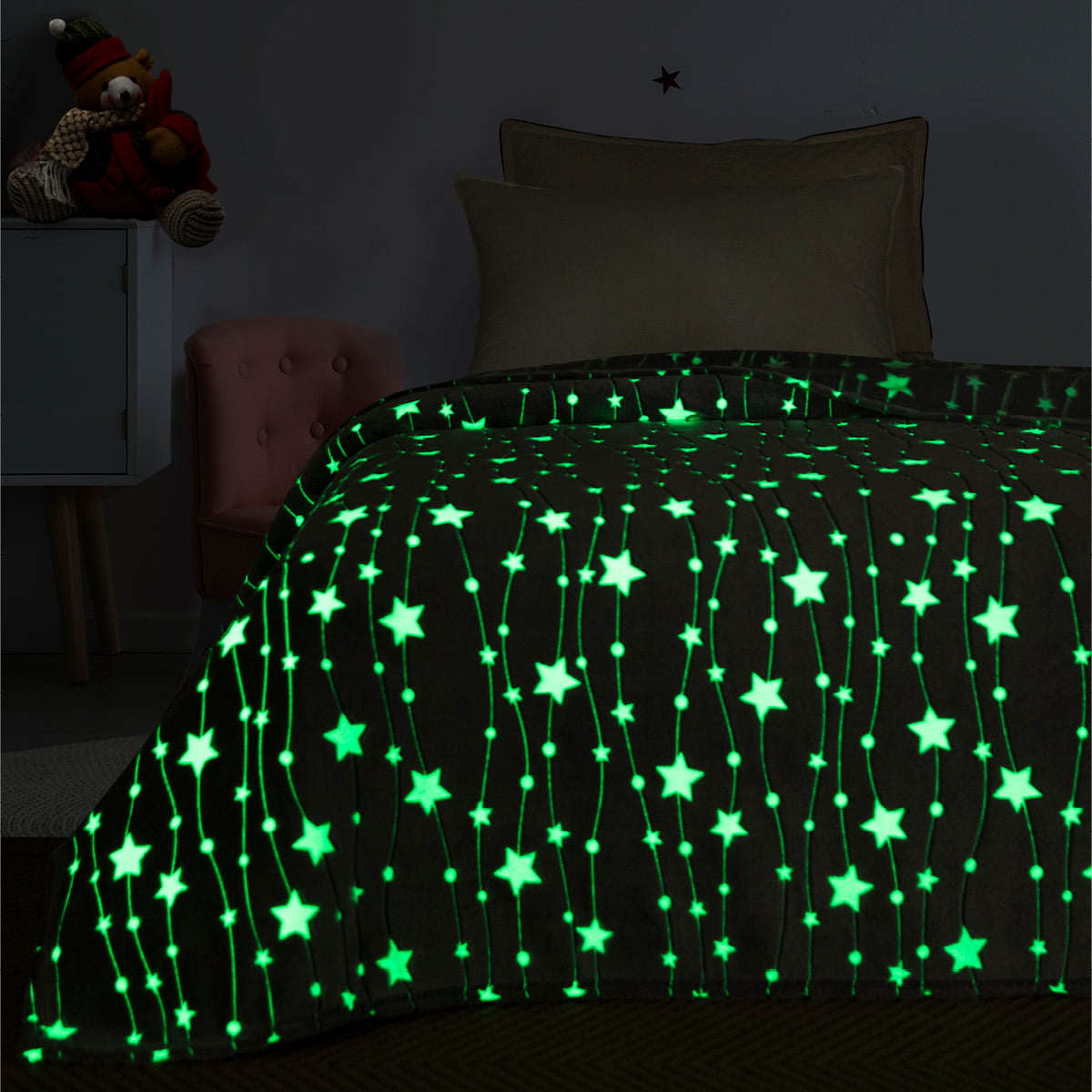 Κουβέρτα Μονή Φωσφορίζουσα Flash Art 6136 160x220εκ Γκρι