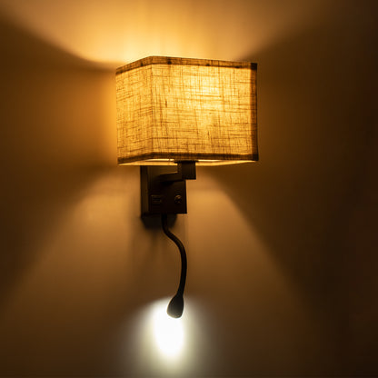 ROULETTE-S 61384 Μοντέρνο Φωτιστικό Τοίχου - Απλίκα Ξενοδοχείου Bed Side LED 3W 360lm & 1 x E27 36° & 360° AC 220-240V - Reading Up/Down Light - Φορτιστής USB 3A - Μ17 x Π20 x Υ37cm - Φυσικό Λευκό 4500K - Καφέ με Μπεζ Καπέλο - Σετ 2 Τεμαχίων