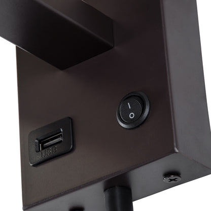 ROULETTE-S 61384 Μοντέρνο Φωτιστικό Τοίχου - Απλίκα Ξενοδοχείου Bed Side LED 3W 360lm & 1 x E27 36° & 360° AC 220-240V - Reading Up/Down Light - Φορτιστής USB 3A - Μ17 x Π20 x Υ37cm - Φυσικό Λευκό 4500K - Καφέ με Μπεζ Καπέλο - Σετ 2 Τεμαχίων