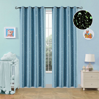 Κουρτίνα Φωσφορίζουσα με 8 Κρίκους Art 6140 140x260εκ Σιέλ