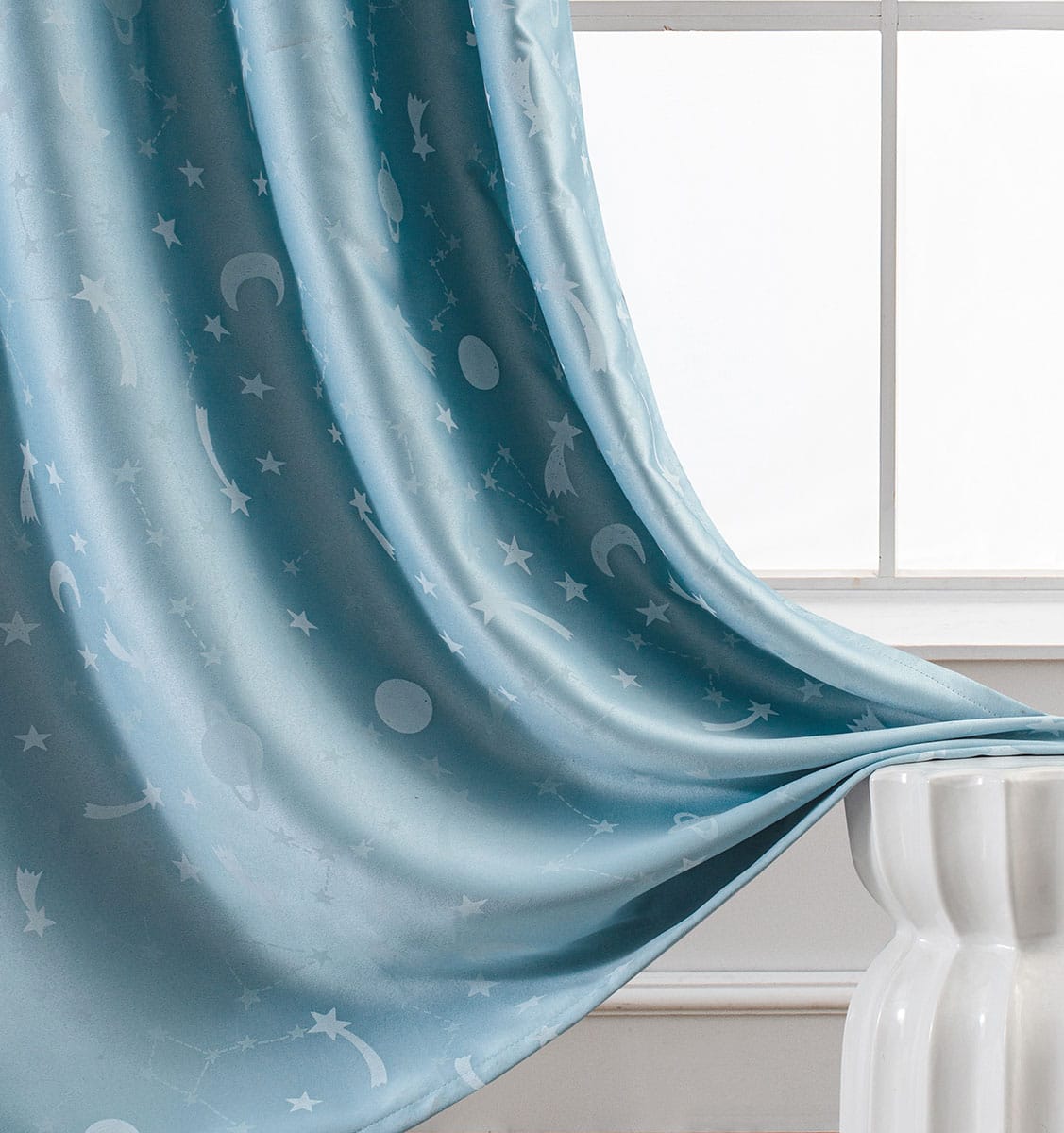 Κουρτίνα Φωσφορίζουσα με Τρέσα Art 6141 140x270εκ Σιέλ