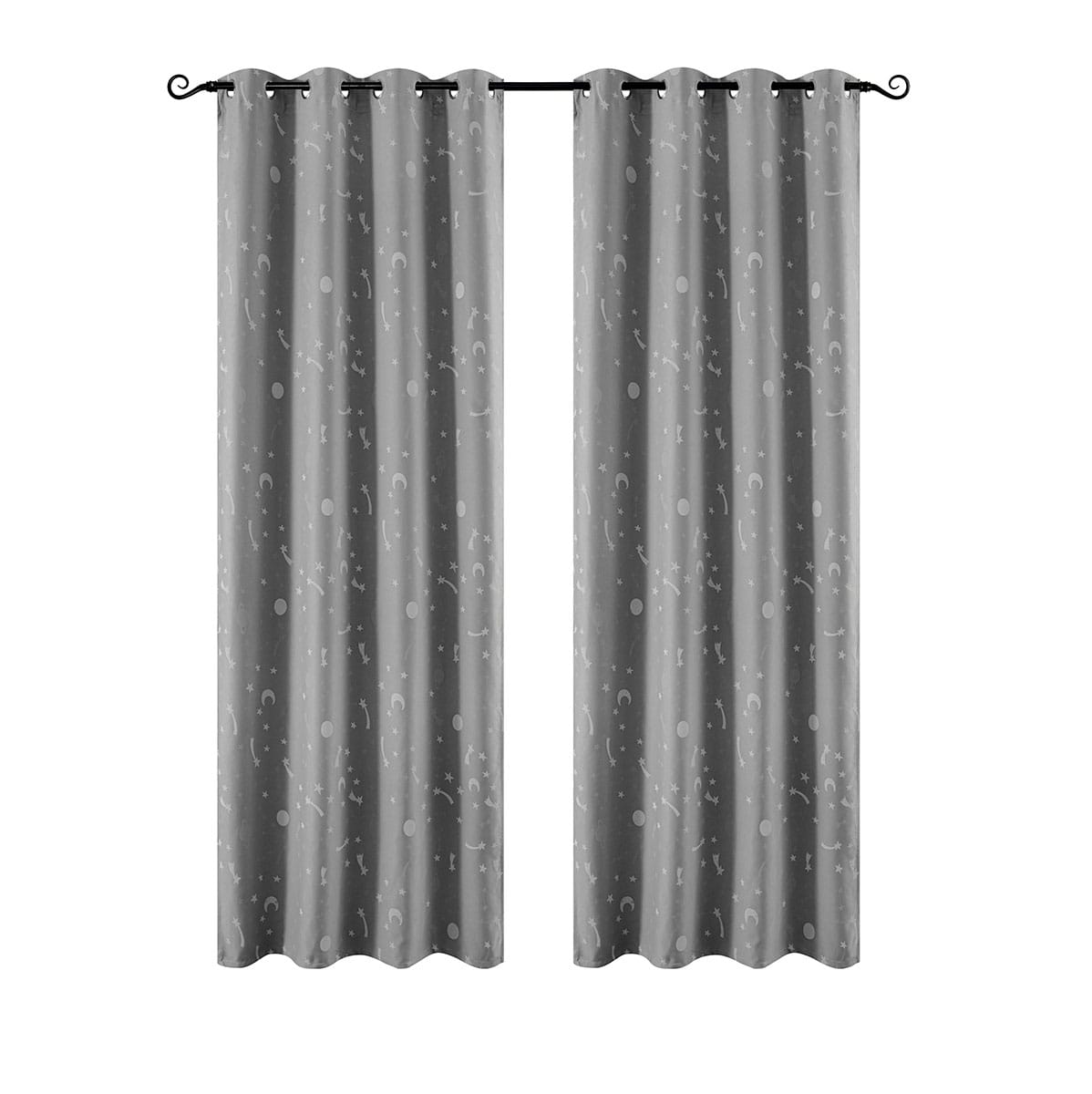 Κουρτίνα Φωσφορίζουσα με 8 Κρίκους Art 6140 140x260εκ Γκρι