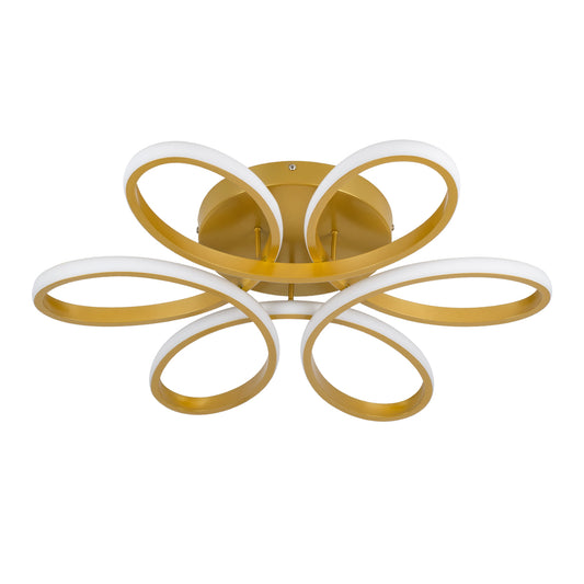 MARGARET 61403 Μοντέρνο Φωτιστικό Οροφής LED 54W 6210lm 360° AC 220-240V IP20 Ρυθμιζόμενο Λευκό CCT με Χειριστήριο από 2700K έως 6000K Dimmable - Lumileds SMD Chip - Χρυσό Βούρτσας - Μ57 x Π57 x Υ12