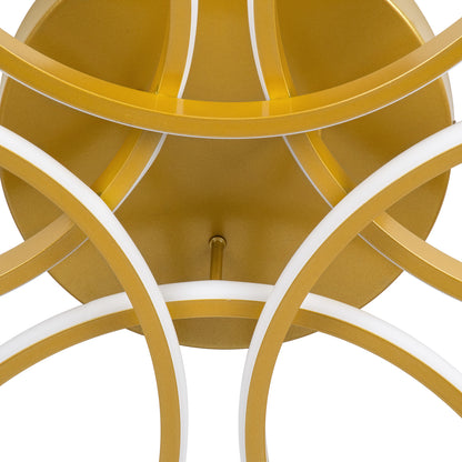 MARGARET 61403 Μοντέρνο Φωτιστικό Οροφής LED 54W 6210lm 360° AC 220-240V IP20 Ρυθμιζόμενο Λευκό CCT με Χειριστήριο από 2700K έως 6000K Dimmable - Lumileds SMD Chip - Χρυσό Βούρτσας - Μ57 x Π57 x Υ12