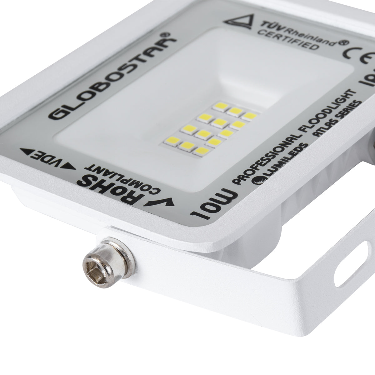 ATLAS 61404 Επαγγελματικός Προβολέας LED 10W 1250lm 120° AC 220-240V - Αδιάβροχος IP67 - Μ10 x Π2 x Υ8cm - Λευκό - Ψυχρό Λευκό 6000K - LUMILEDS Chips - TÜV Rheinland Certified