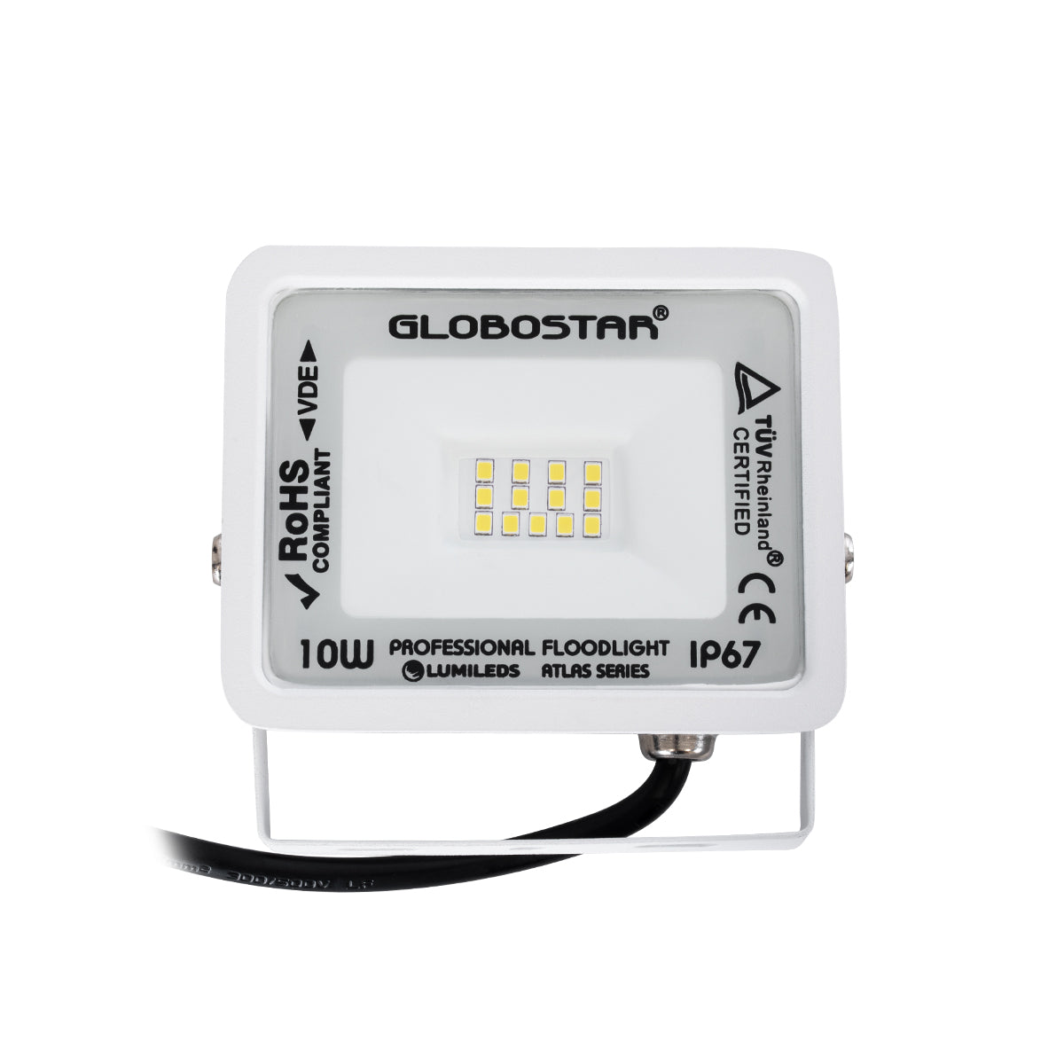 ATLAS 61405 Επαγγελματικός Προβολέας LED 10W 1200lm 120° AC 220-240V - Αδιάβροχος IP67 - Μ10 x Π2 x Υ8cm - Λευκό - Φυσικό Λευκό 4500K - LUMILEDS Chips - TÜV Rheinland Certified - 5 Years Warranty